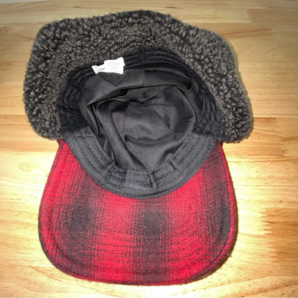 Wool Trapper Hat Unisex M /L Cap Ear Flaps Red Buffalo Plaid Winter Hunting